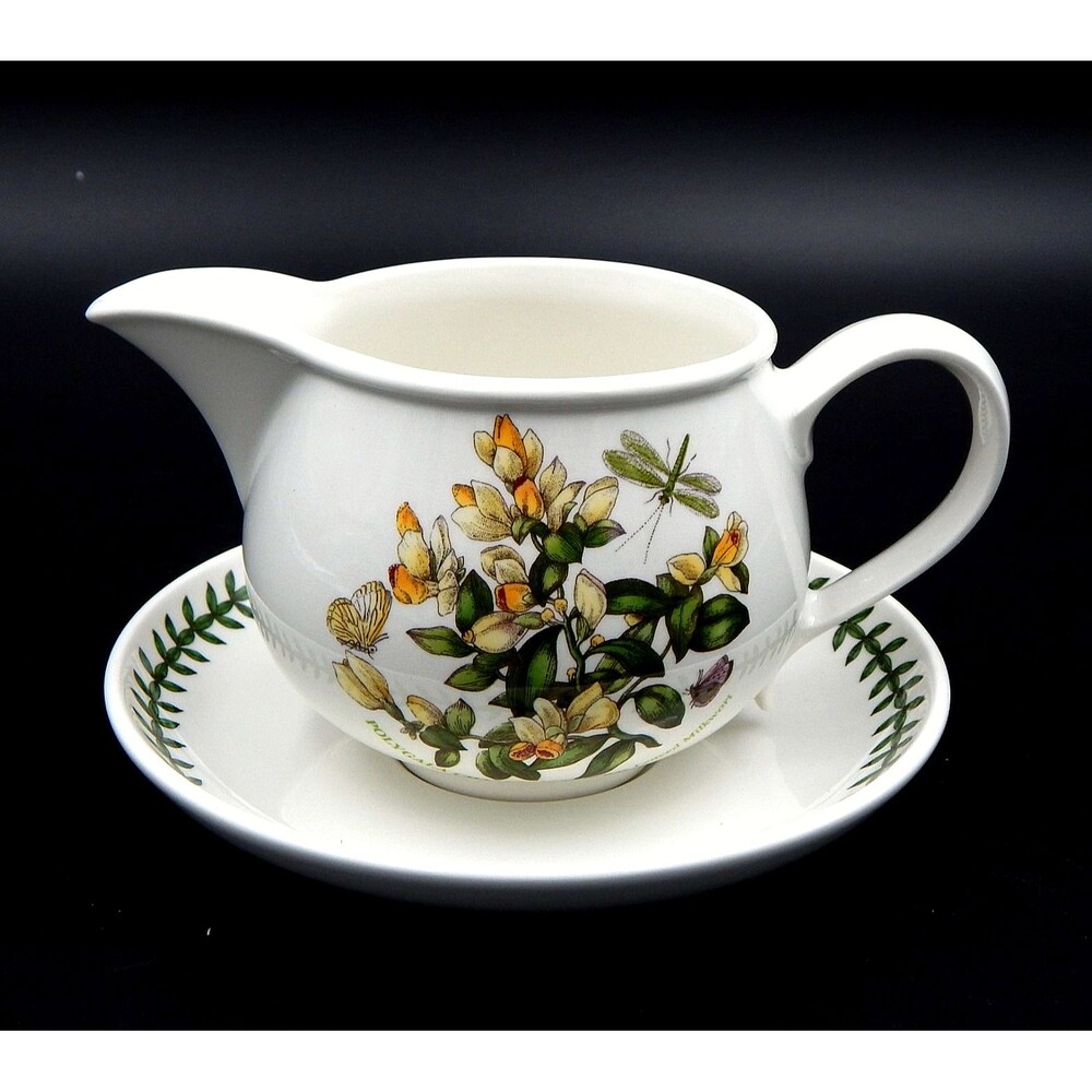 Portmeirion Botanic Garden Milkwort Gravy Boat Underplate Milk Jug England